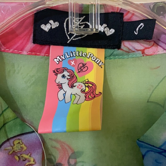 Iron Fist My Little Pony MLP Button up SHEER LONG SLEEVE BLOUSE Top colorful SM - Picture 7 of 9